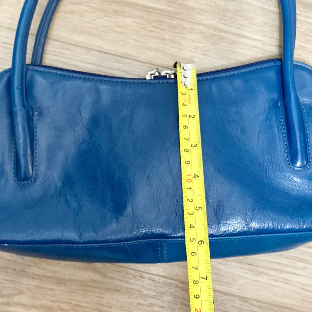 Y2k HOBO International Polished Leather East West Shoulder Bag - Blue - NWOT - Picture 8 of 10